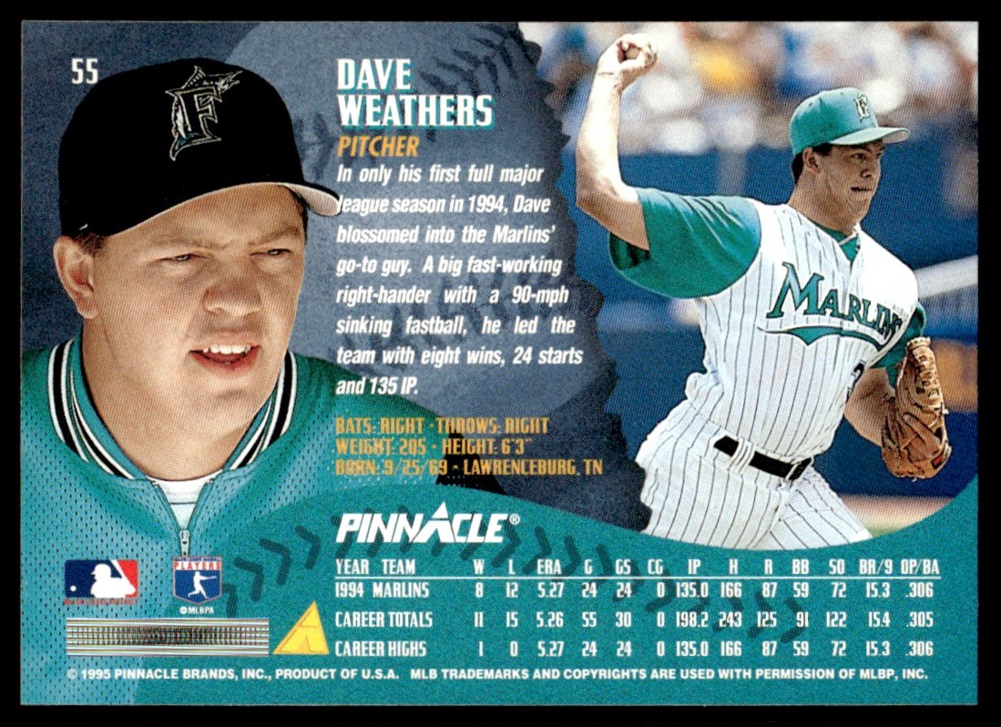 【ビンテージ】デッドストック1995年製 アメリカ プール サイン額装2枚セット 1995 Pinnacle #55 Dave Weathers Florida Marlins | eBay