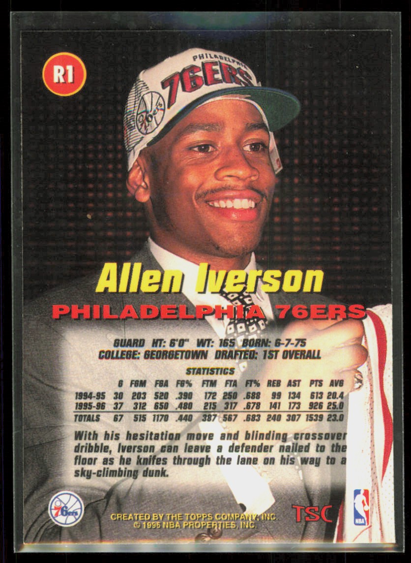 1996-97 Topps Stadium Club Allen Iverson Rookie Philadelphia 76ers