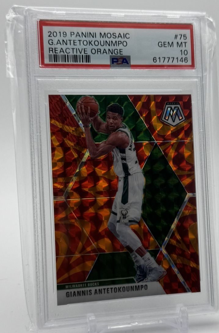 2019-20 Panini Mosaic Reactive Orange Giannis Antetokounmpo PSA 10