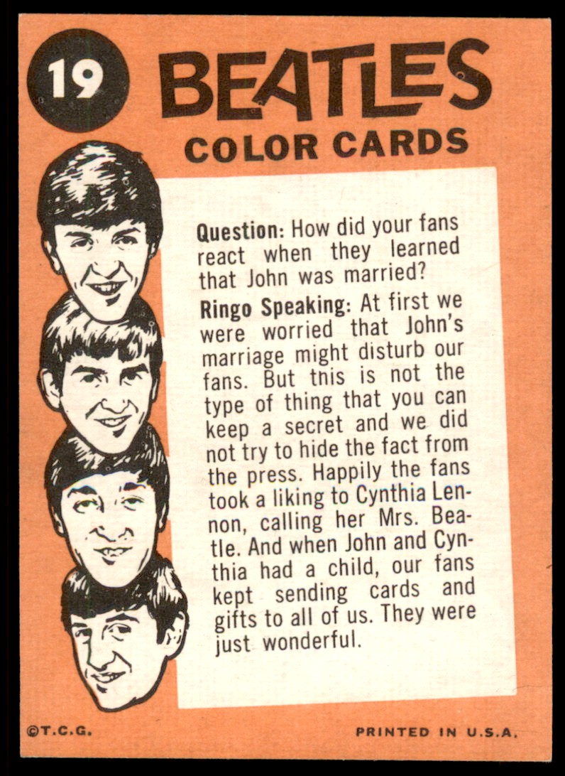 1964 Topps Color card The Beatles #19 | eBay