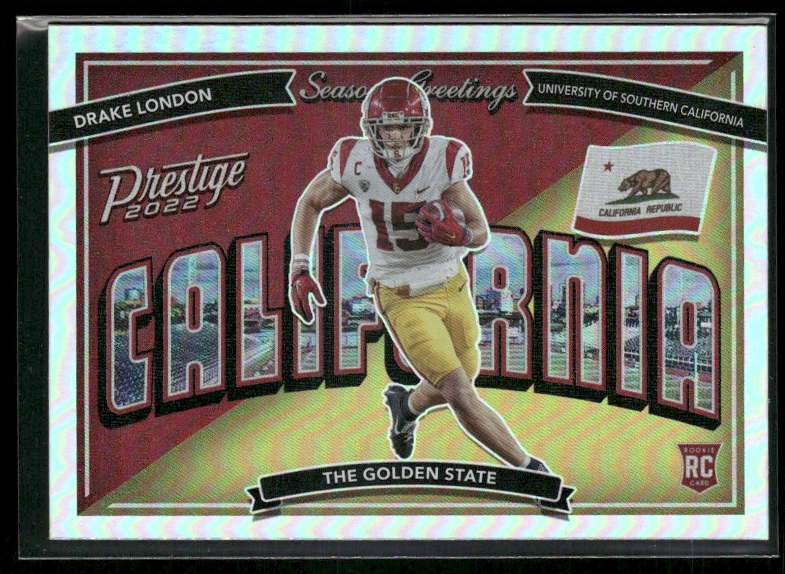 2022 Panini Prestige Seasons Greetings RC Drake London Rookie USC