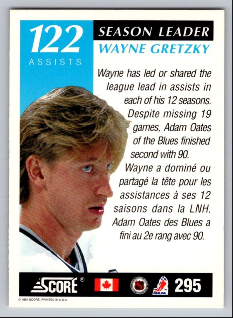 1991-92 Score Canadian Wayne Gretzky #295 card back image