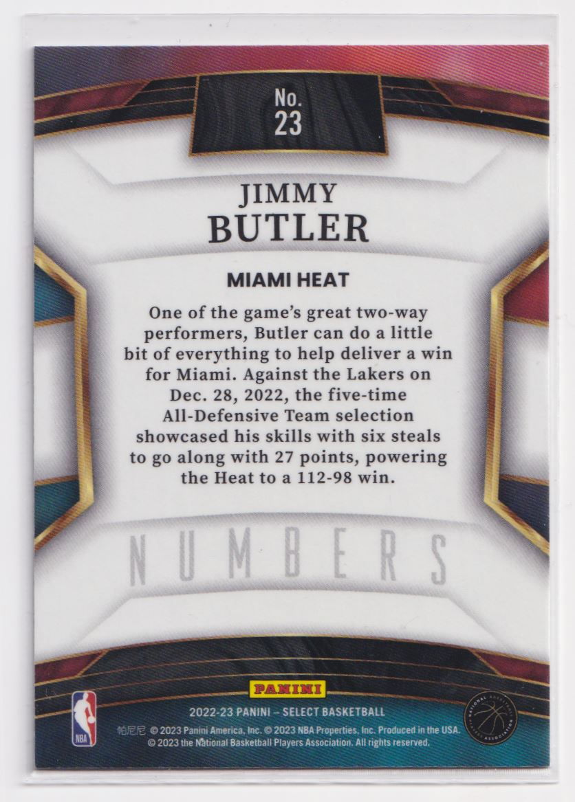 2022-23 Panini Select Numbers Jimmy Butler #23 TS1 on Kronozio