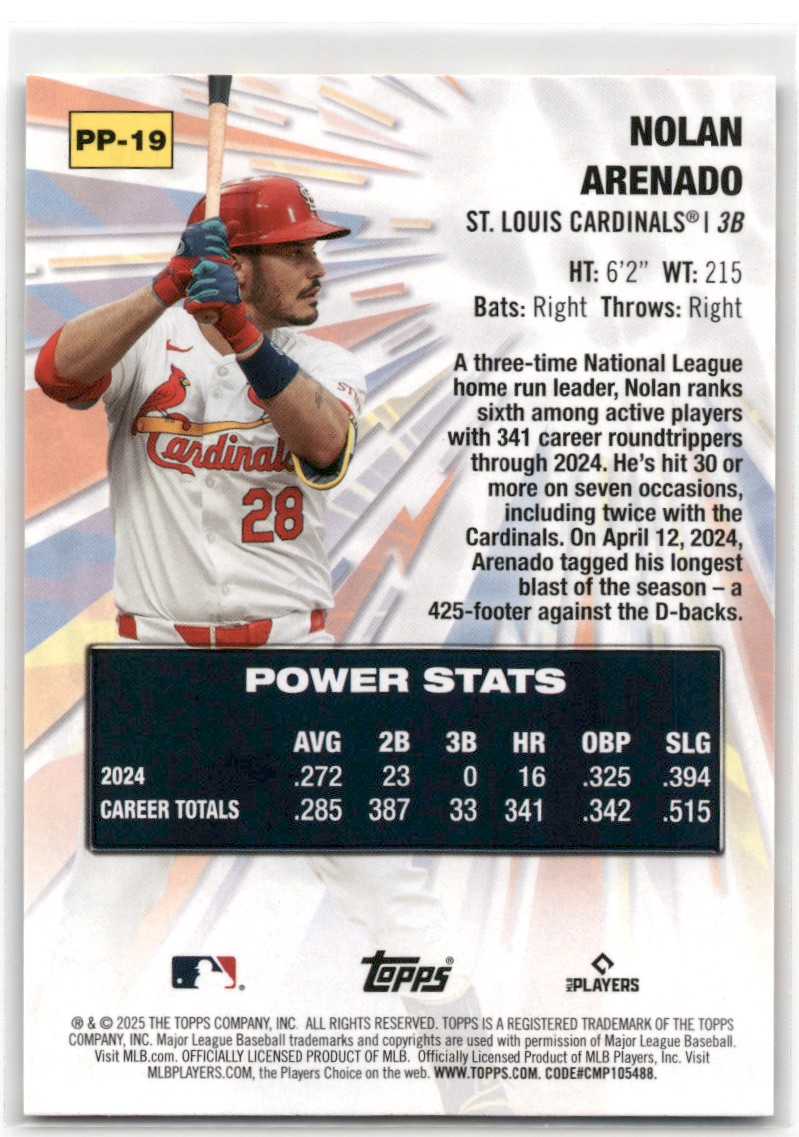2025 Topps Nolan Arenado #PP-19 card back image