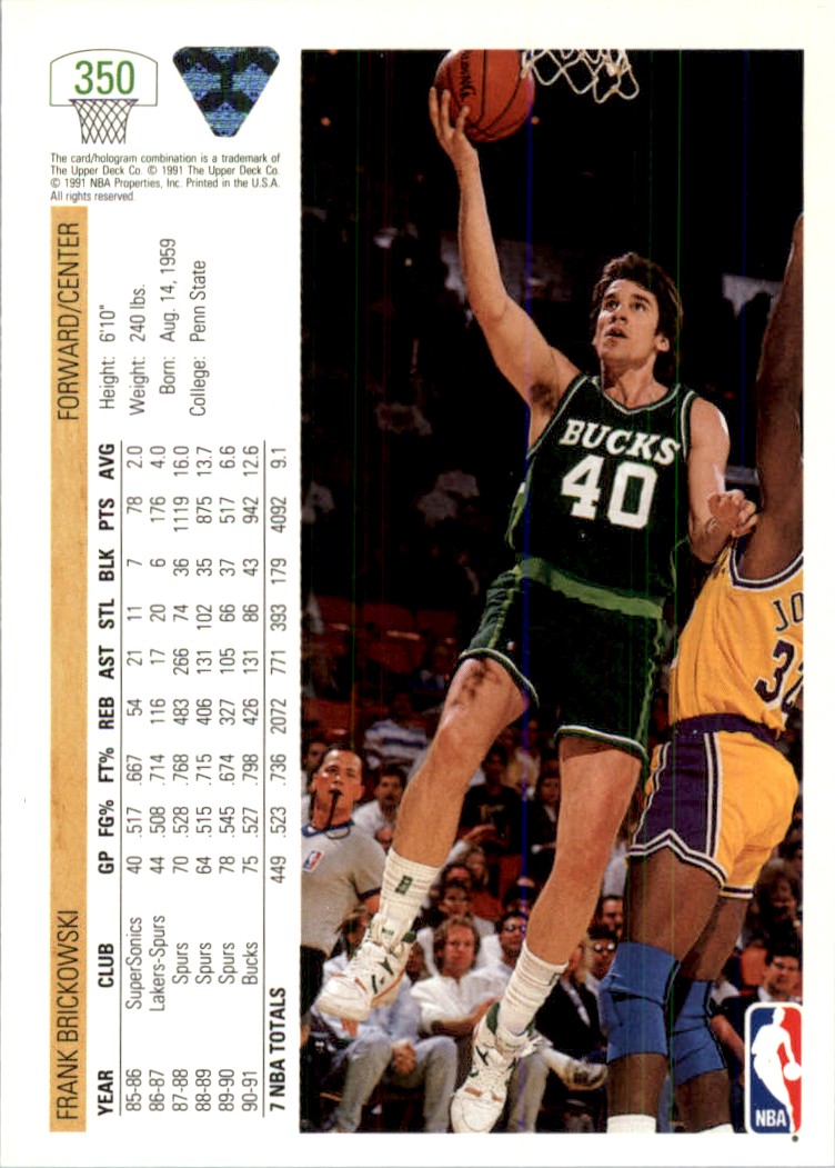 1991-92 Upper Deck NBA Frank Brickowski #350 | eBay