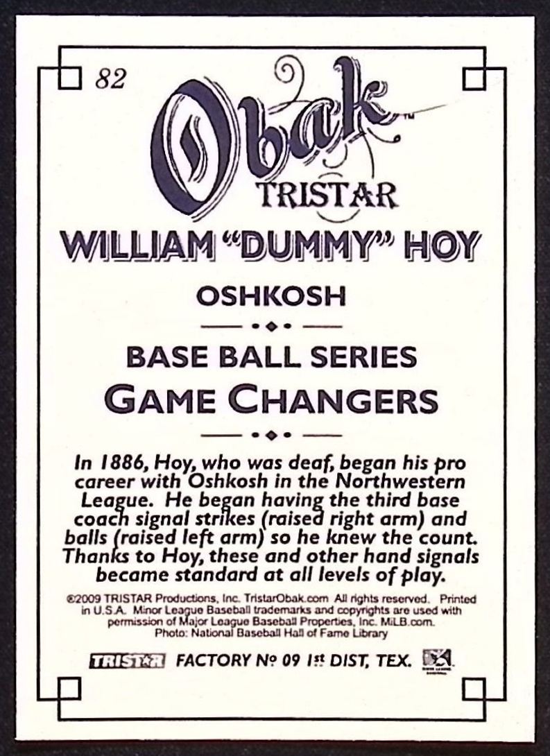 2009 TriStar Obak Dummy Hoy #82 card back image