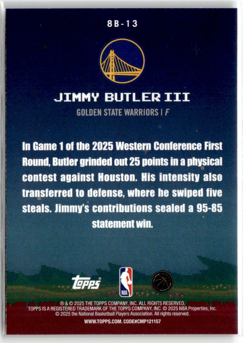 2025-26 TOPPS 8-BIT BALLERS JIMMY BUTLER III GOLDEN STATE WARRIORS
