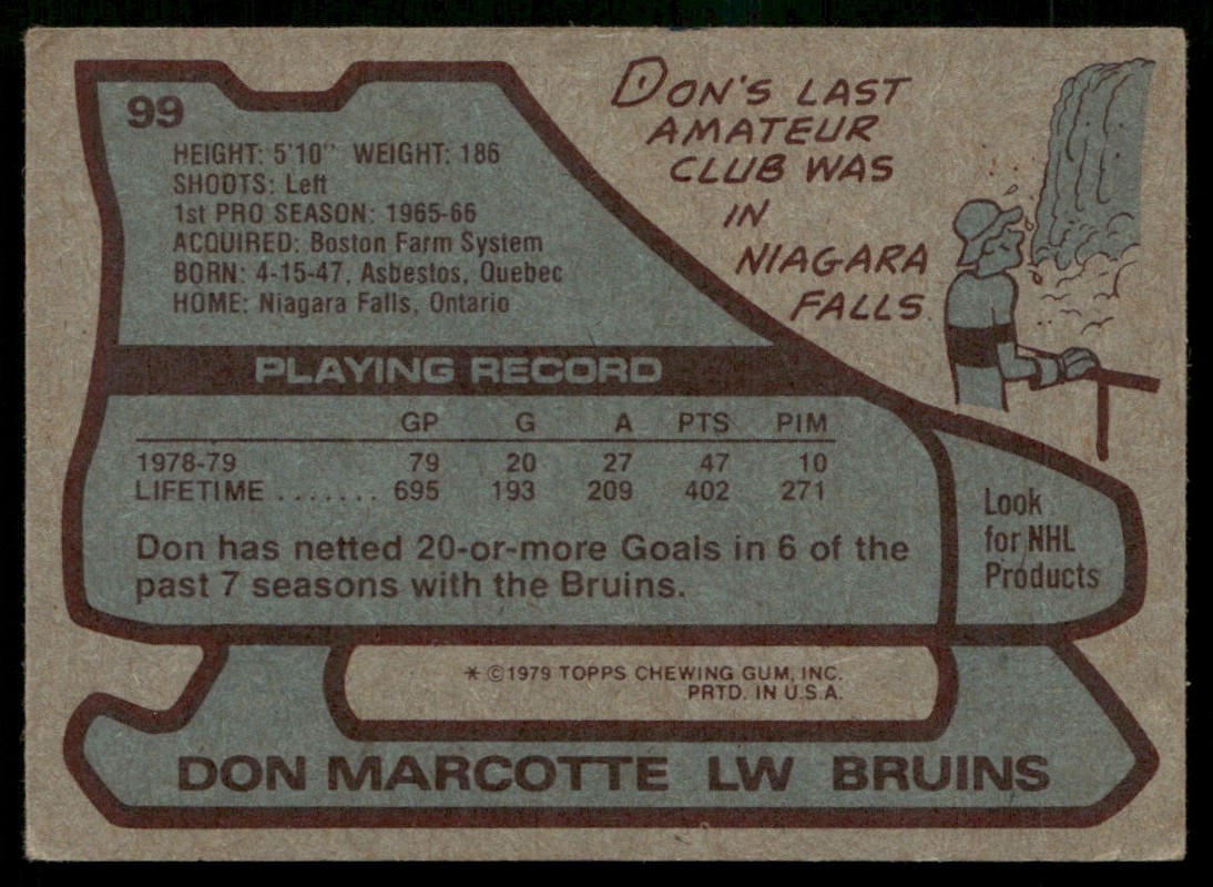 1979-80 Topps Don Marcotte #99 card back image