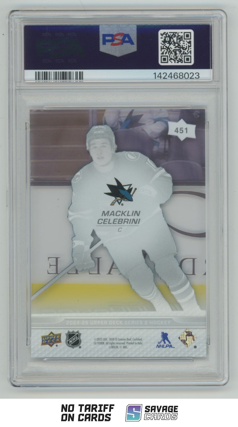 2024-25 Upper Deck Young Guns Clear-Cut Macklin Celebrini PSA 10 