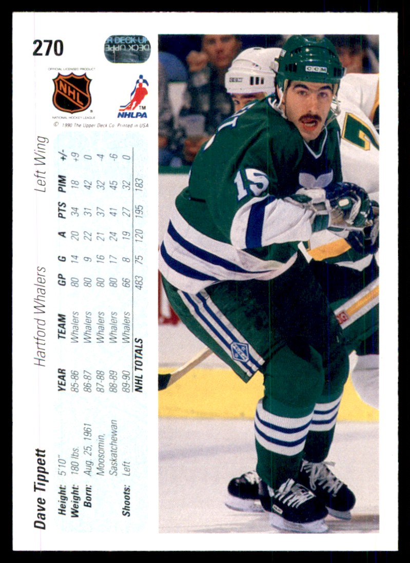 1990-91 Upper Deck Dave Tippett #270 card back image