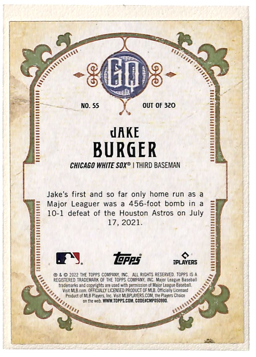2022 Topps Gypsy Queen Jake Burger #55 card back image