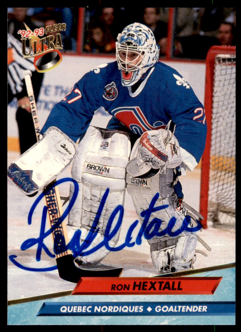 1992-93 Ultra Ron Hextall On Card IP Autograph Nordiques #385