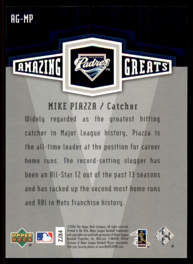 2006 Upper Deck Amazing Greats #AG-MP Mike Piazza San Diego Padres