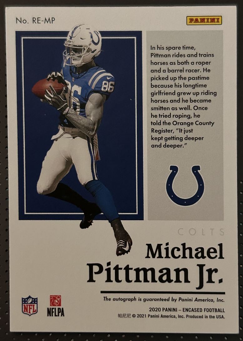 2020 Panini Encased Michael Pittman Jr. #22 card back image