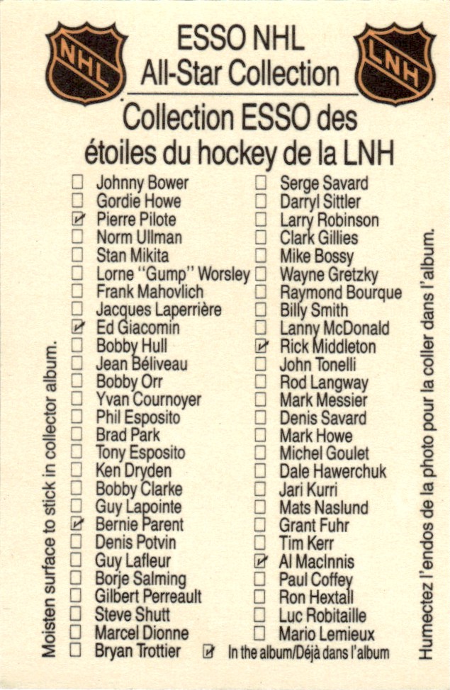 1988-89 Esso NHL All-Star Collection ! Yvan Cournoyer #NNO card back image