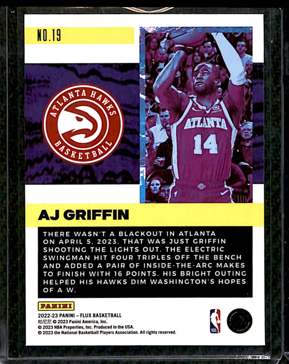 2022-23 Panini Flux Freshman Year AJ Griffin #19 card back image