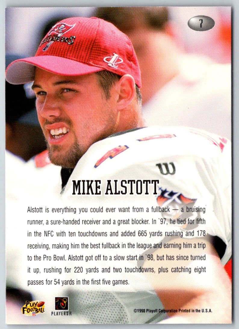 1998 Playoff Momentum Retail Red Mike Alstott #7 card back image