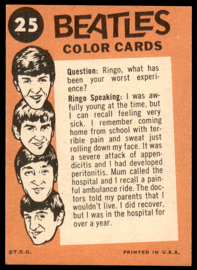 1964 Topps Color card The Beatles #25 | eBay