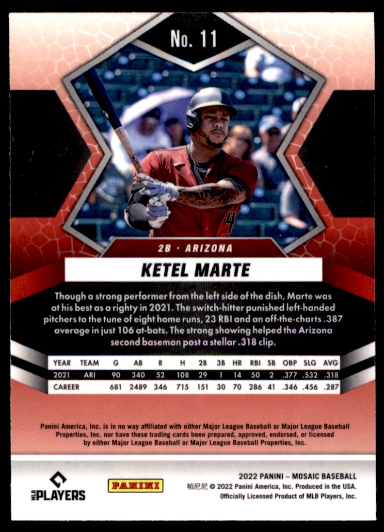 2022 Panini Mosaic Ketel Marte Arizona Diamondbacks #11 | eBay