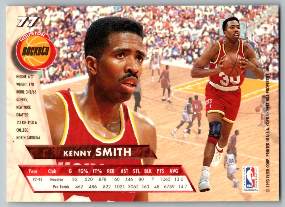 1993-94 ULTRA KENNY SMITH HOUSTON ROCKETS #77 | eBay