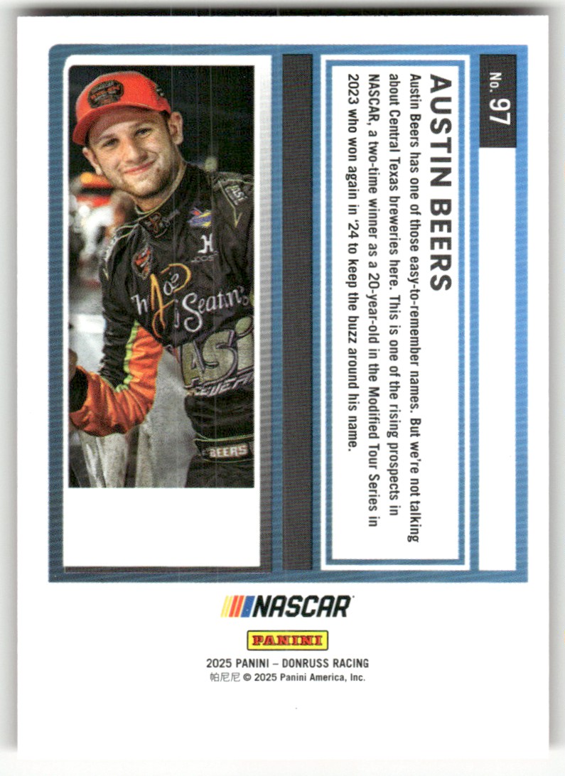 2025 Donruss NASCAR Red AUSTIN BEERS #97 card back image