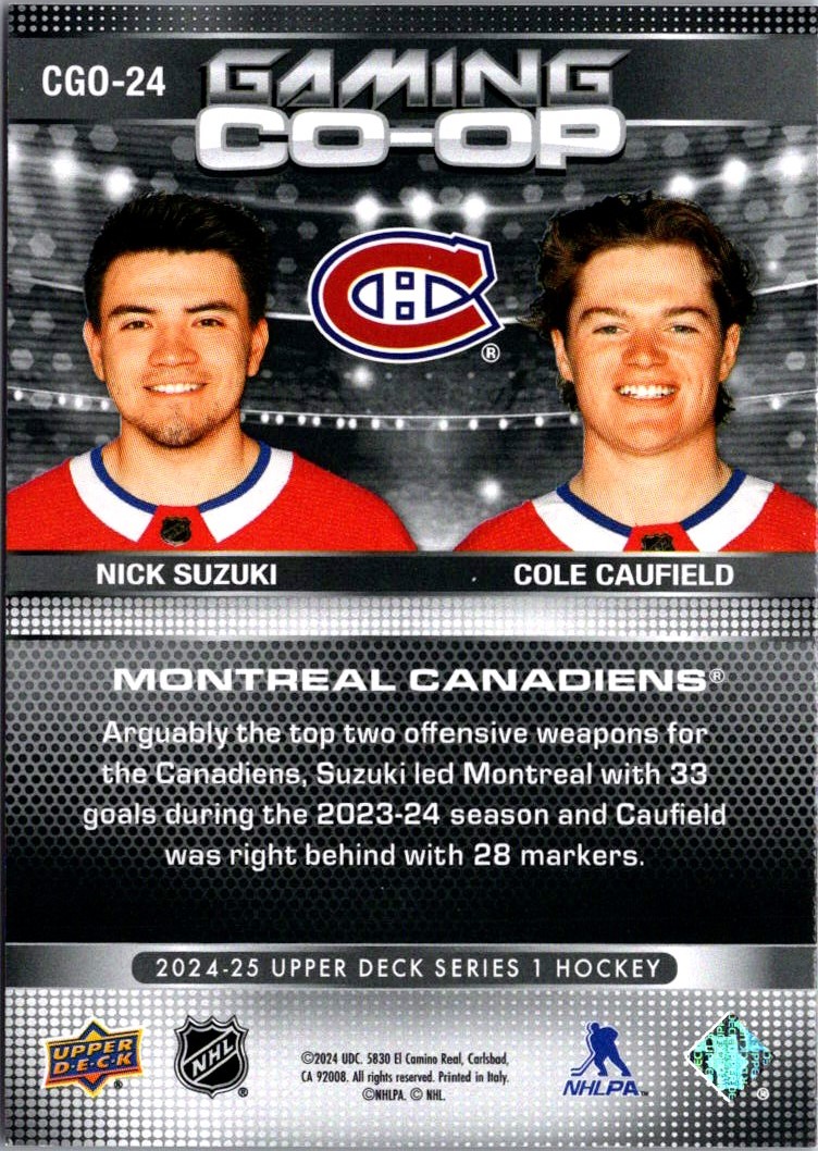 2024-25 Upper Deck Gaming Co-Op Nick Suzuki / Cole Caufield #CGO-24 card back image
