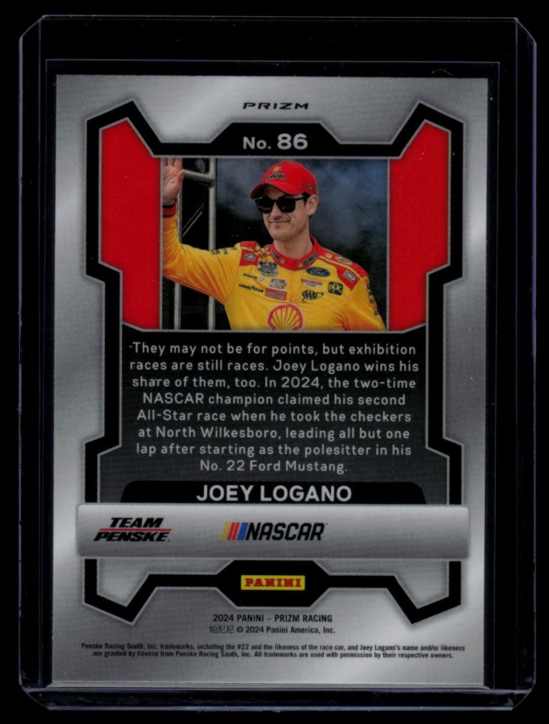 2024 Panini Prizm Silver Prizm Joey Logano #86 card back image