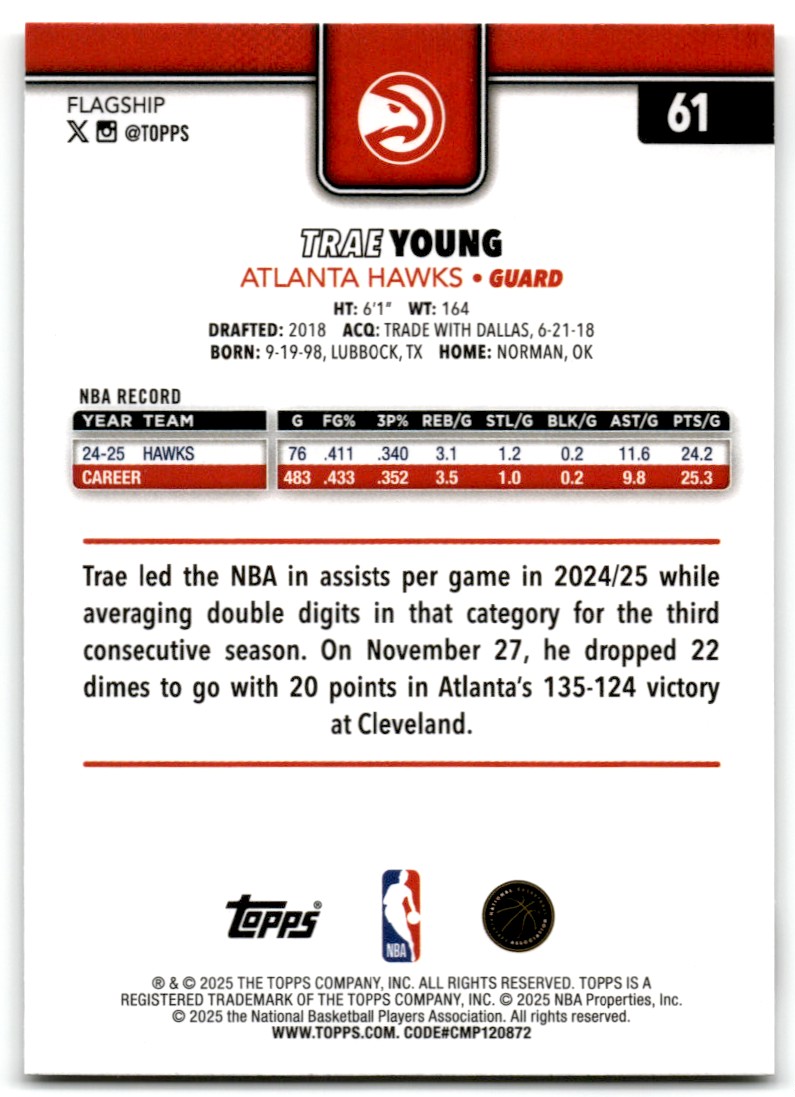 2025-26 Topps Trae Young Atlanta Hawks #61 | eBay