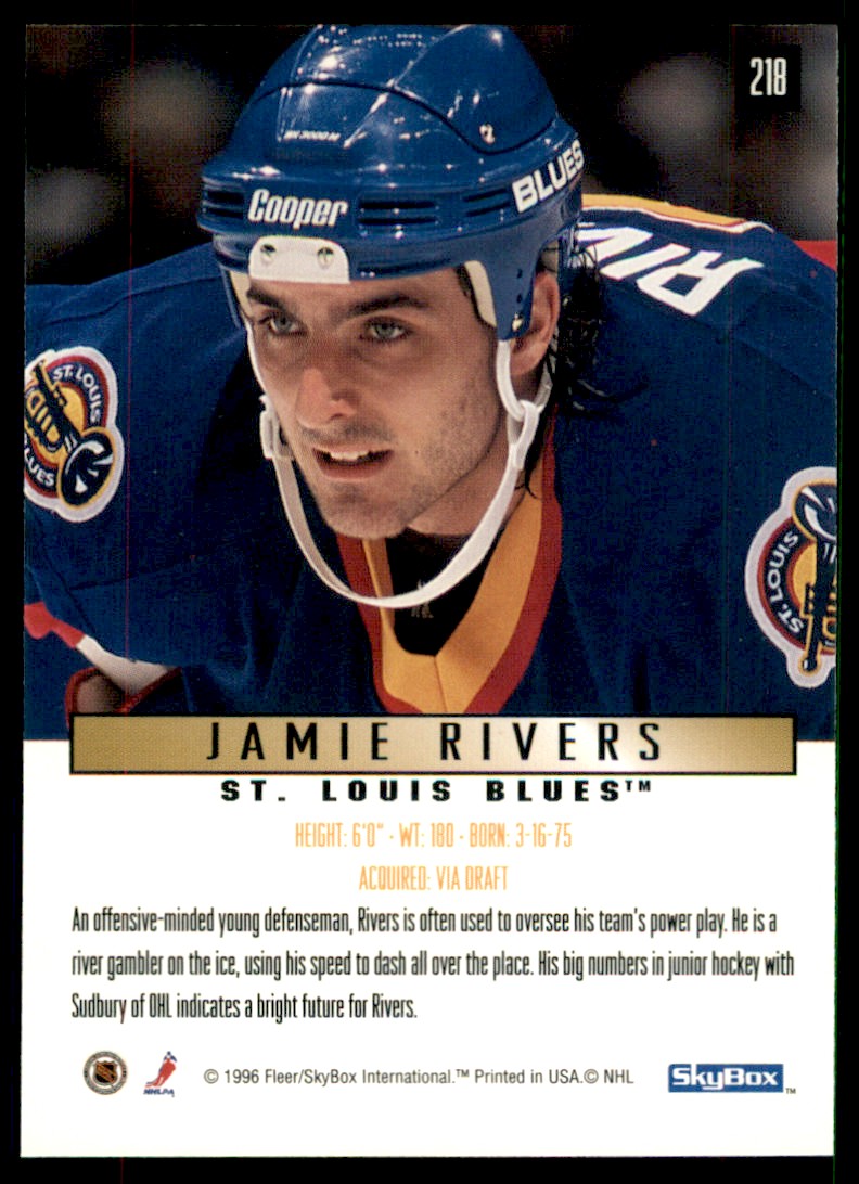 1995-96 SkyBox Impact Jamie Rivers #218 card back image