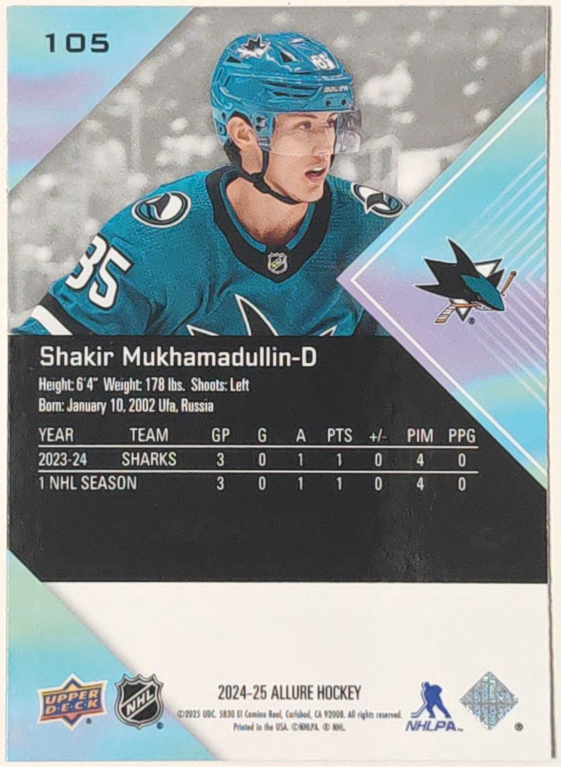 2024-25 Upper Deck Allure Shakir Mukhamadullin #105 card back image