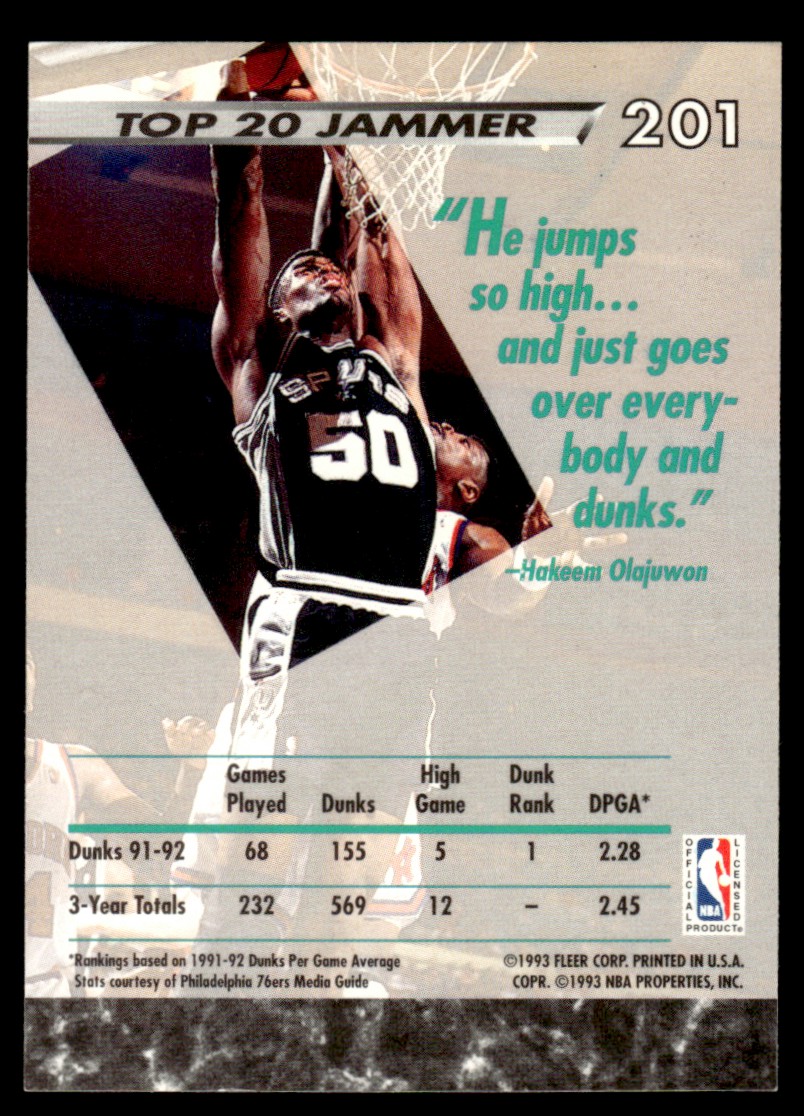 1992-93 Ultra David Robinson #201 card back image