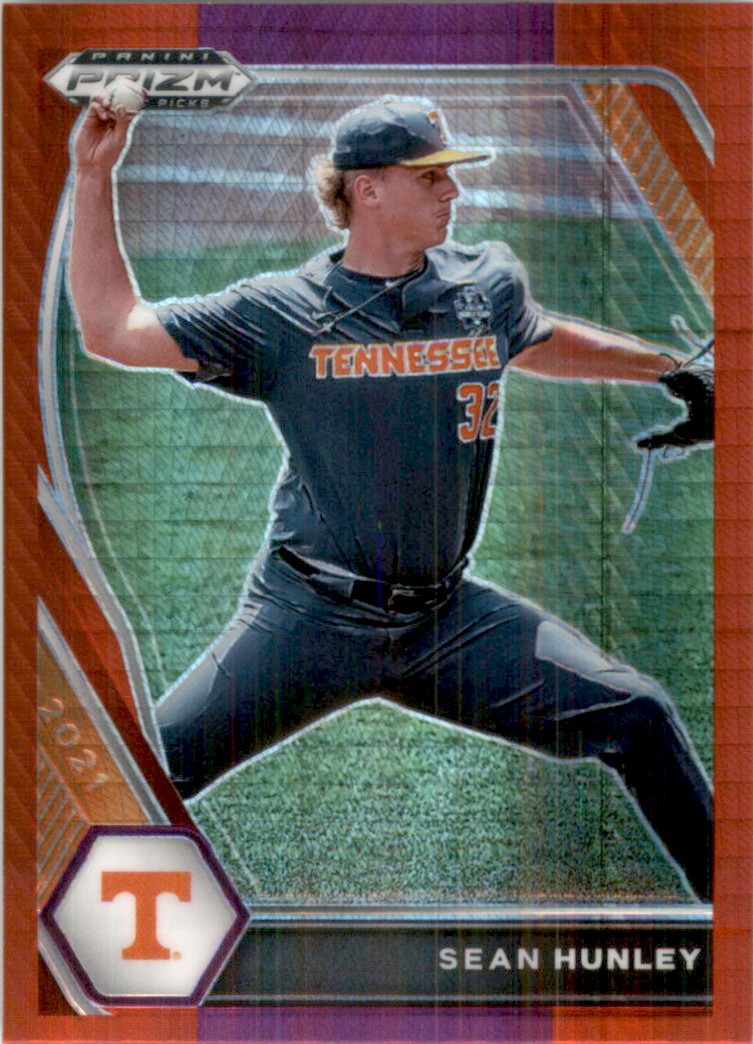 2021 Panini Prizm Draft Picks Prizms Red and Purple Hyper Sean Hunley #206