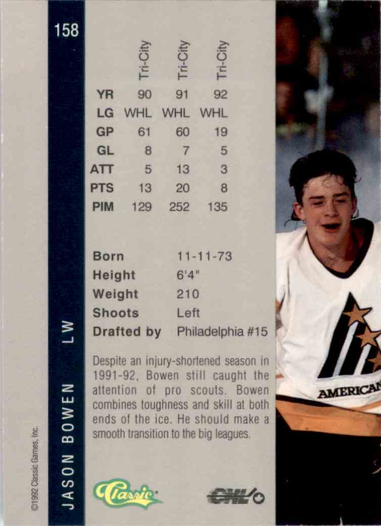 1992-93 Classic Four Sport Jason Bowen #158 on Kronozio