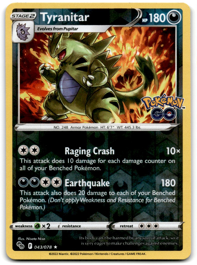 2022 Sword & Shield - Pokémon GO Tyranitar Stage 2/Rare Holo #43