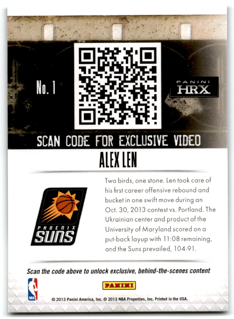 2013-14 Panini Prizm HRX Alex Len #1 card back image