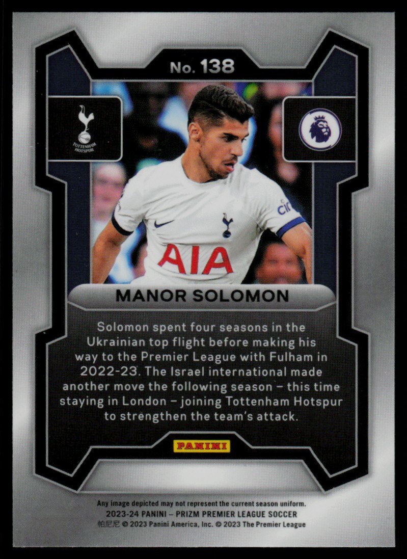 2023 Panini Prizm Premier League Manor Solomon #138 card back image
