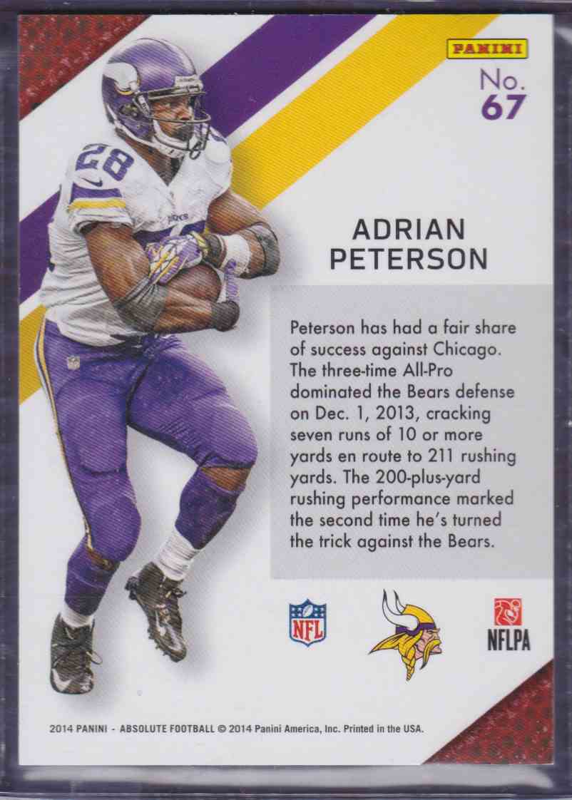 2014 Panini Absolute Hog Heaven Gold Boss Hogg Adrian Peterson #67 card back image