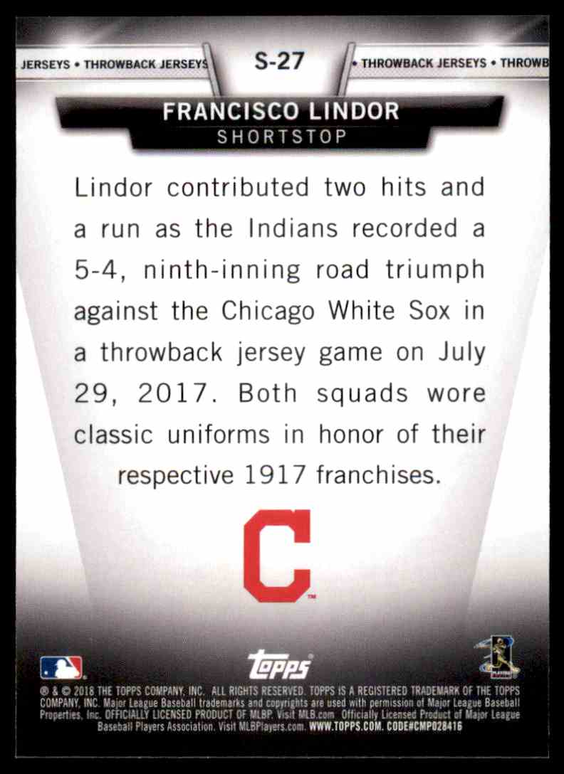 francisco lindor throwback jersey