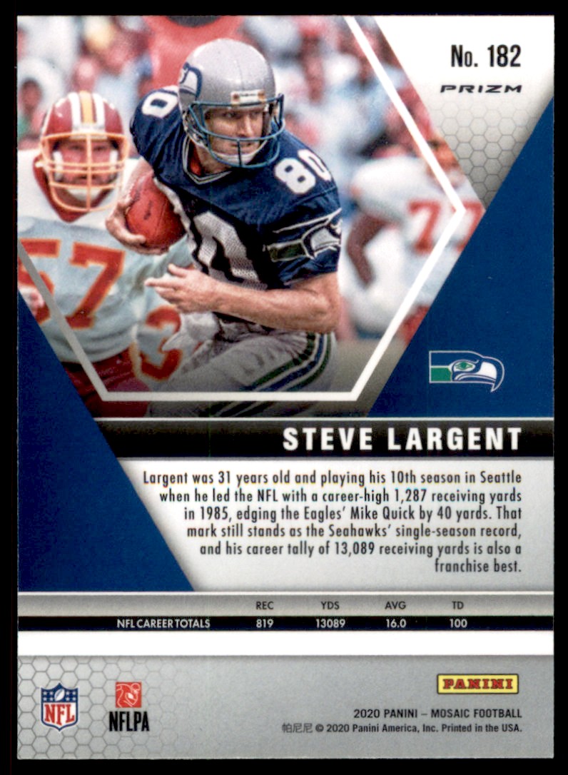 2020 Panini Mosaic Gold Reactive Prizm Steve Largent Seattle