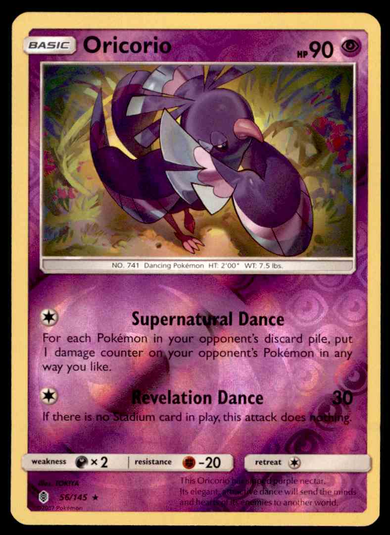 REVERSE HOLO RARE Pokemon-SM Guardians Rising-NM POKEMON 46//145 4X Oricorio