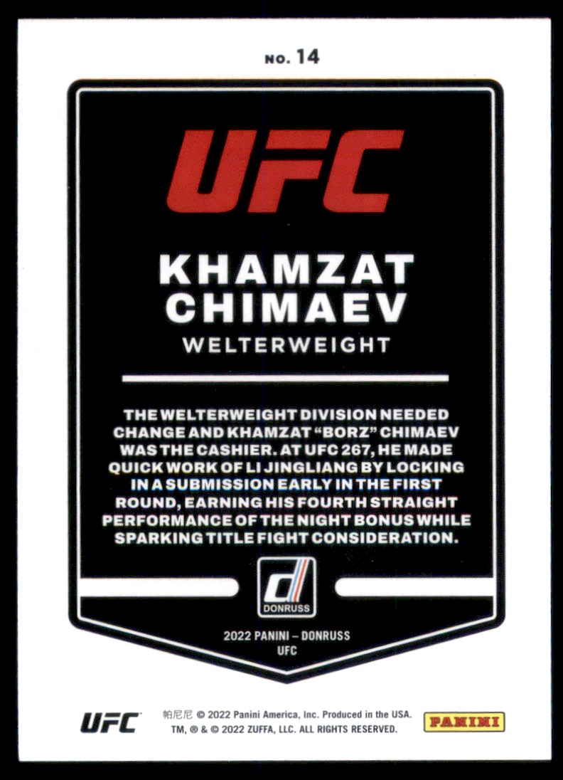 PANINI UFC DONRUSS 2023 Nº 3 Khamzat Chimaev Stare Masters EUR 2,99 - ES