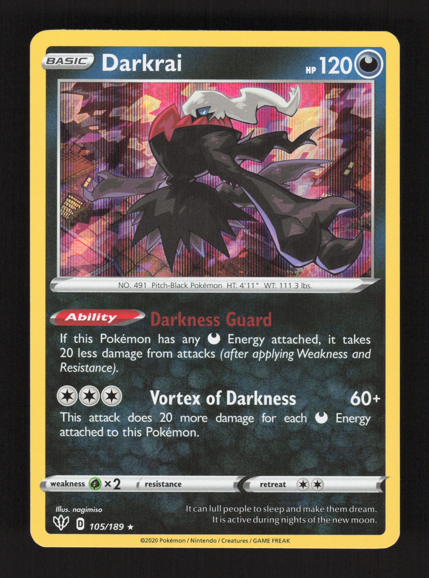 rare cards from darkness ablaze 2020 Pokemon Card Darkrai Holo Rare #105/189 Darkness Ablaze