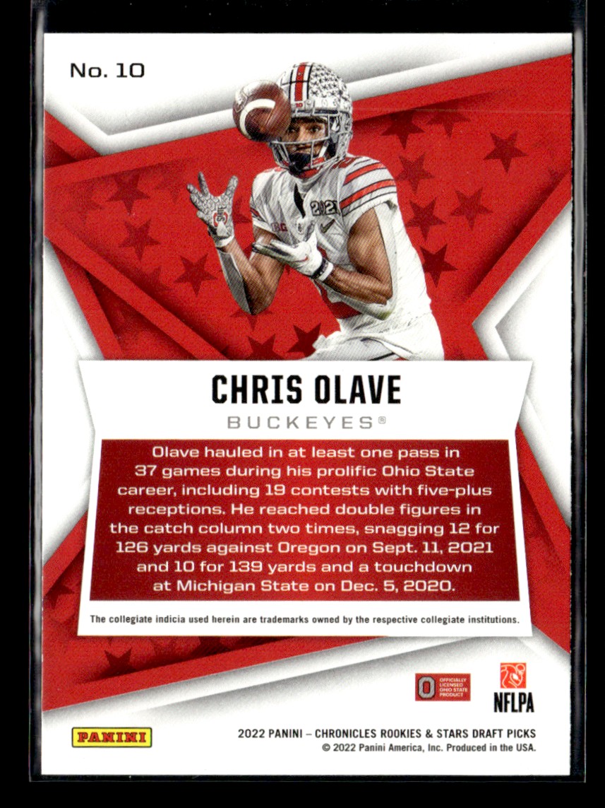 2022 Panini Rookies & Stars Chris Olave #10 card back image