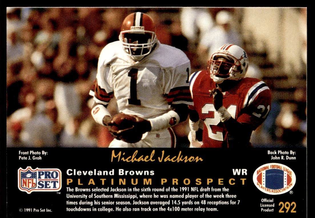 1991 Pro Set Platinum Michael Jackson Rookie Cleveland Browns #292