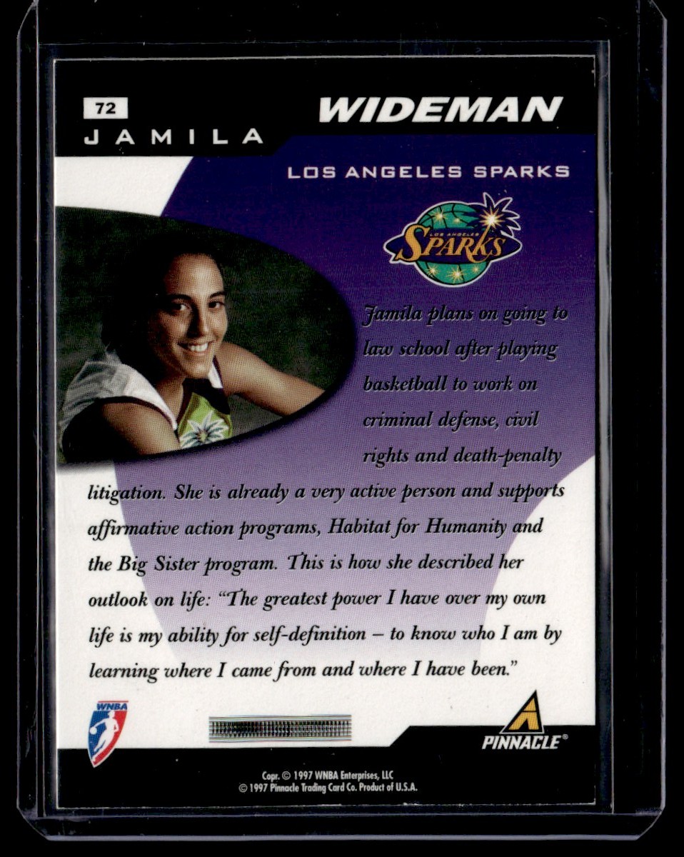 1997 Pinnacle Inside WNBA Court Collection Jamila Wideman #72 D