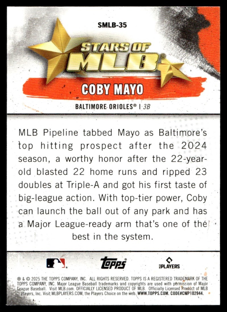 2025 Topps Series 2 Coby Mayo Rookie Stars of MLB #SMLB-35