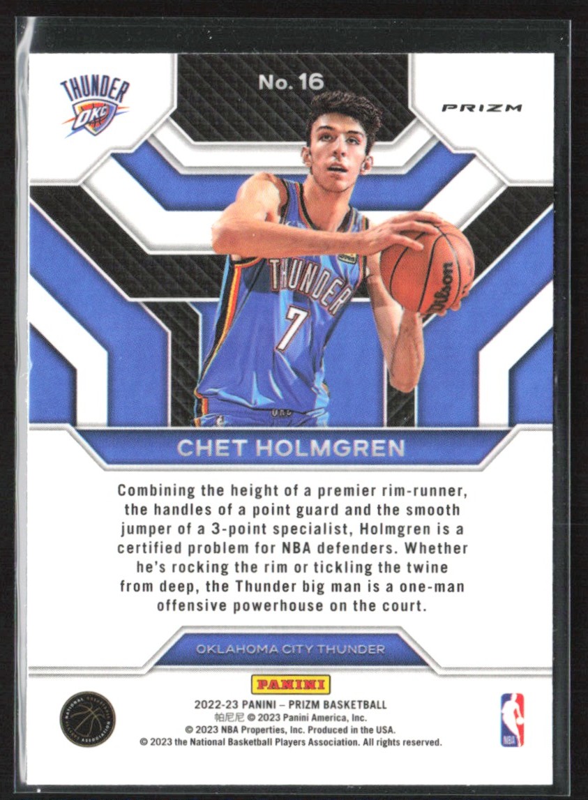 Chet Holmgren 2022-23 Panini Prizm Emergent Silver RC #16 Oklahoma 