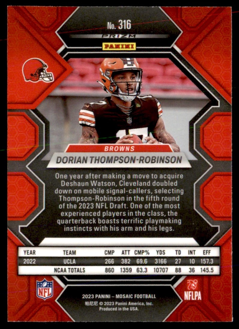 2023 Panini Mosaic Green Dorian Thompson-Robinson #316 card back image