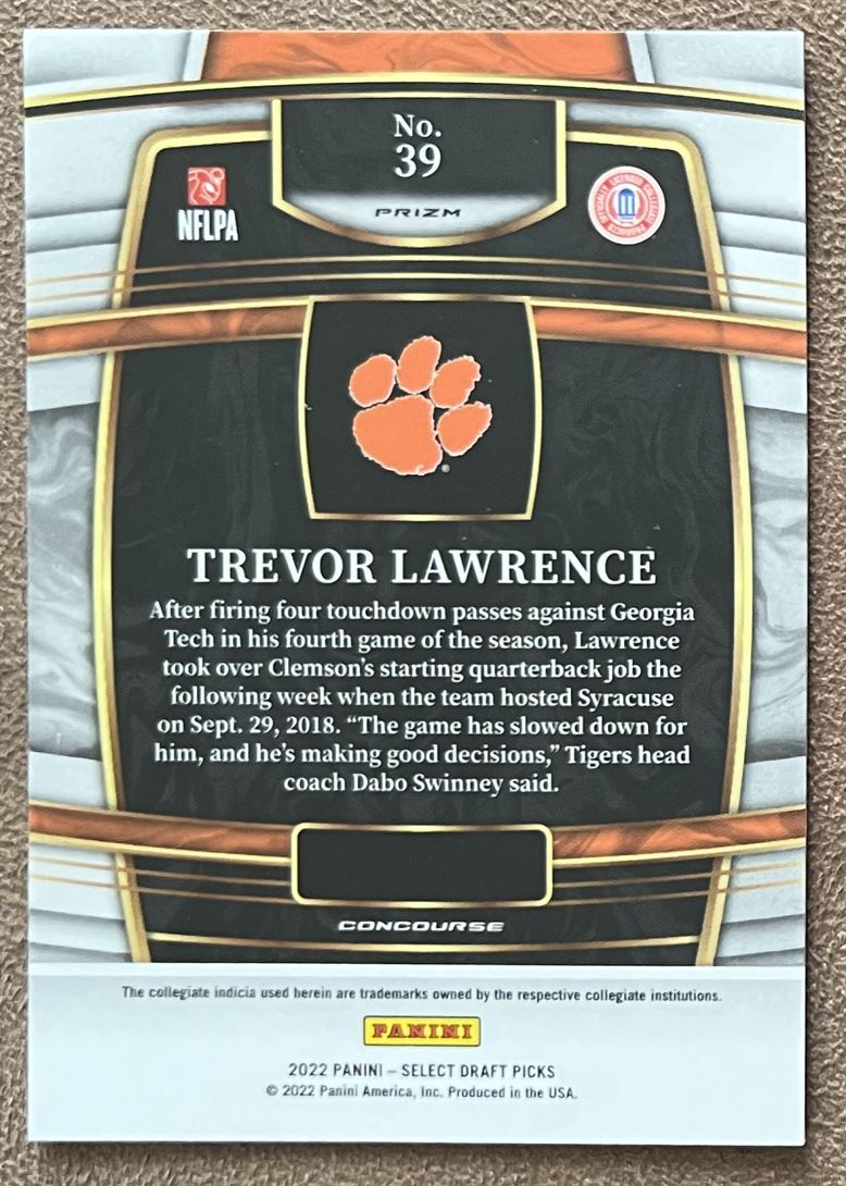 2022 Panini Select Draft Picks Red Lazer Prizm Trevor Lawrence