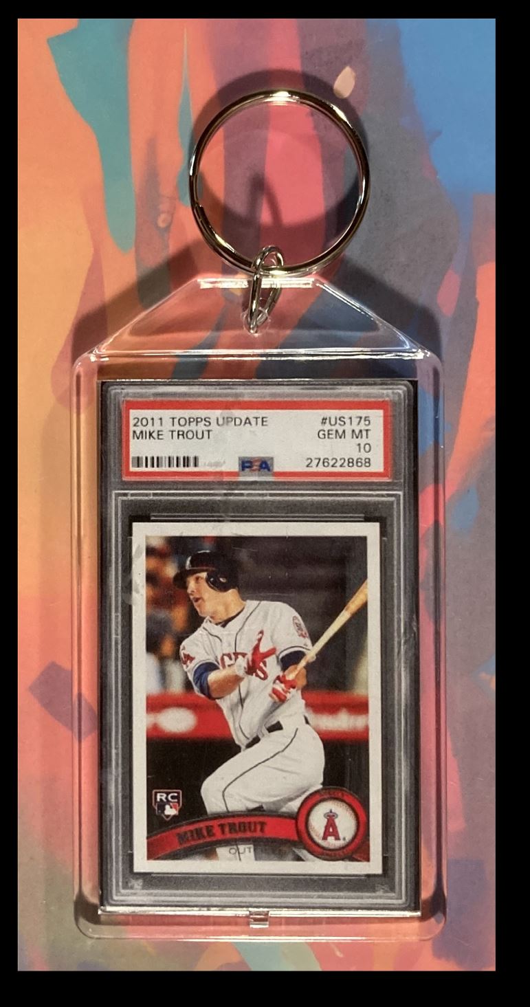 2025 -MME-look for back photo delete Mike Trout 2011 Topps Update Custom Made Keychain-Great Gift #0215 card back image